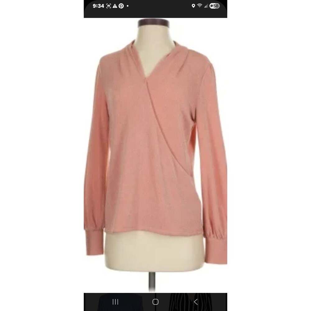 Adrianna Papell Women's Pink Metallic Blouse Size M